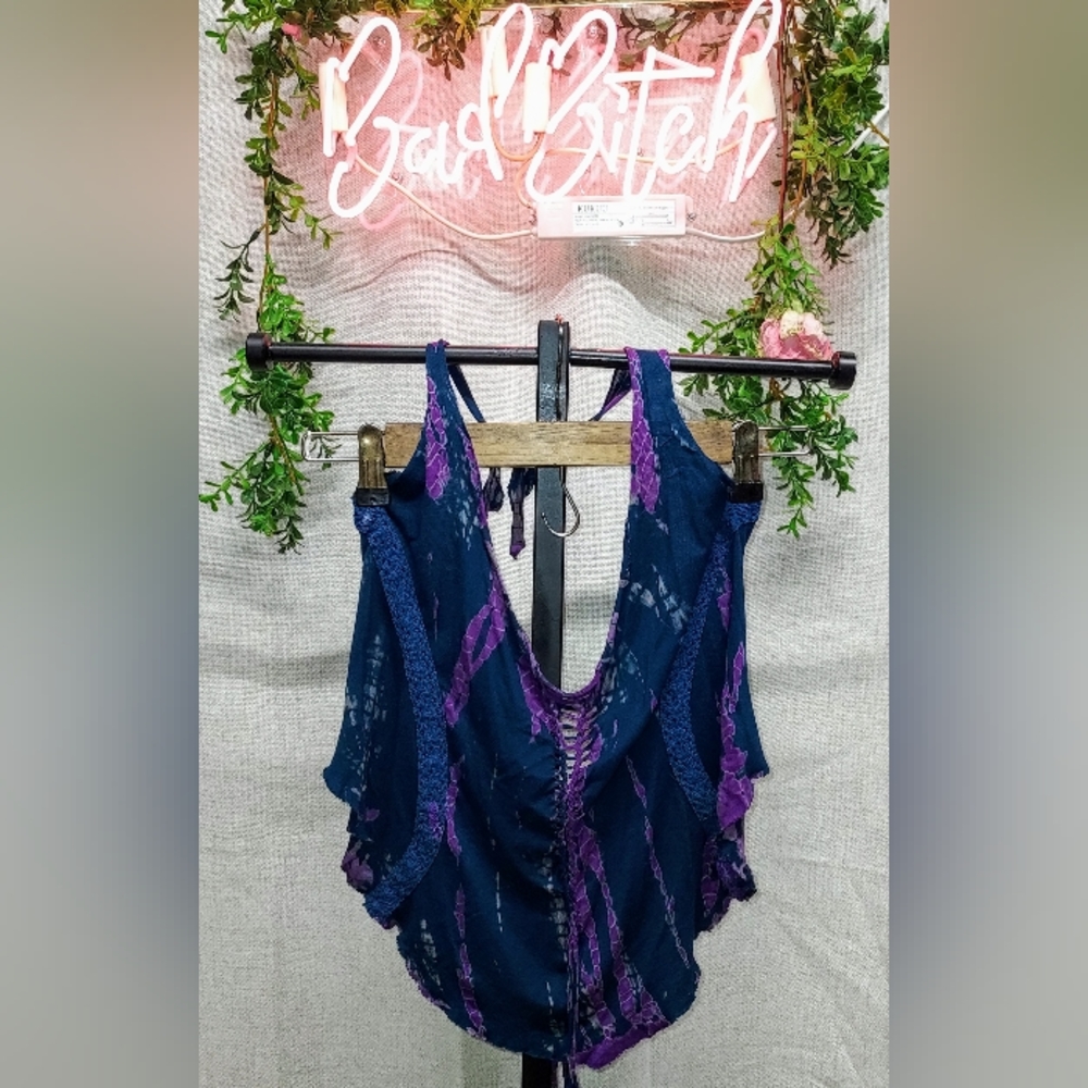 Culture shop (pittsburgh) blue and purple tie dye halter top